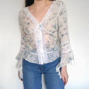 No Appt Necessary Vintage Floral Peasant Blouse
